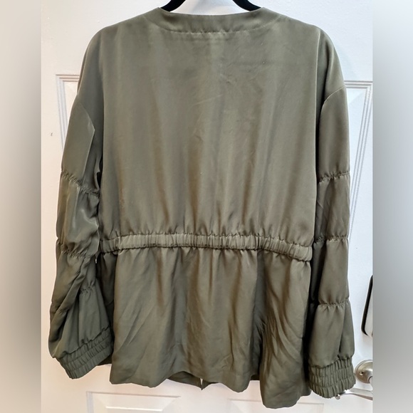 Kensie Waist Cinching Full Zip Olive Green Women's Jacket LG NWT Neutral Fall - Picture 14 of 15
